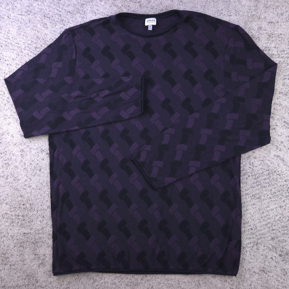 Armani Collezioni Sweater Mens XXL‎ Pullover Roll Neck Geometric Knit Purple
